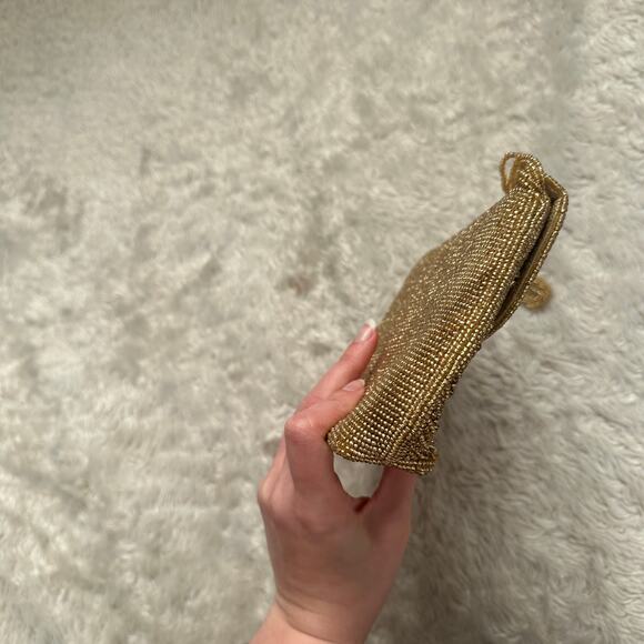 Vintage 60s Gold Fully Rhinestone / Beaded Handbag / Crossbody Purse - Picture 4 of 9